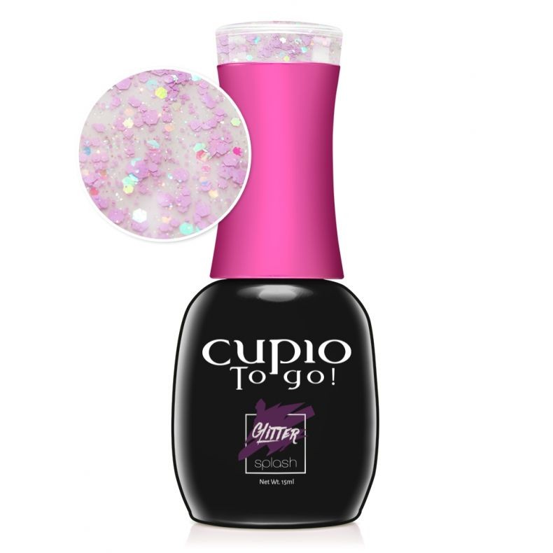 Oja semipermanenta Cupio To Go! Glitter Splash - Lavander Confetti 15 ml